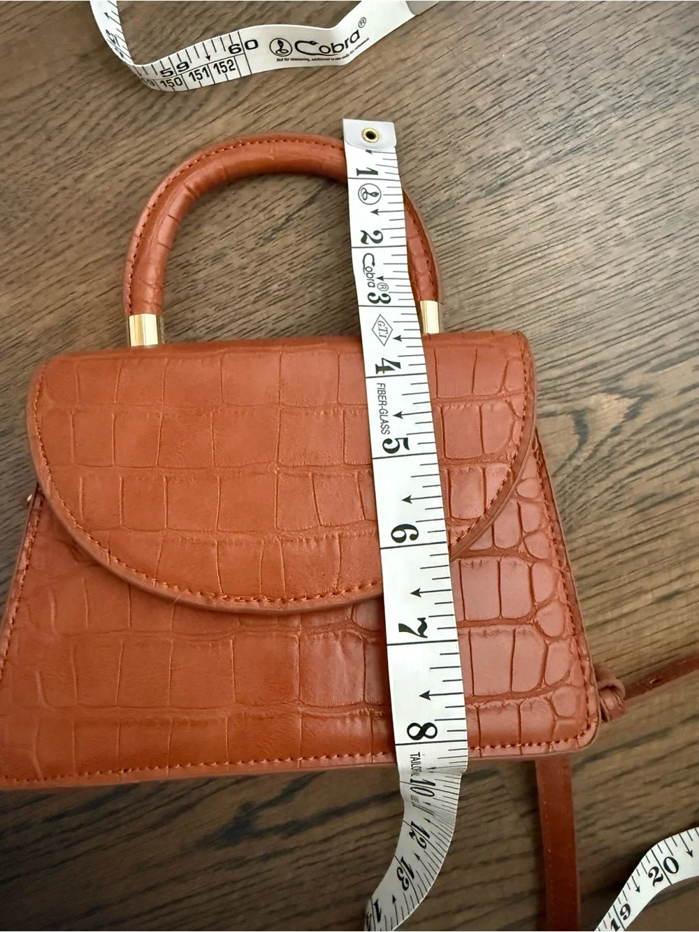 NWOT Women's Top-Handle Croc-Embossed Mini Faux Leather Bag  brown.